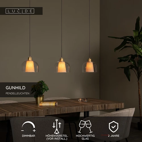 Lucide GUNHILD - Pendelleuchten - 3xE27 - Transparent - USP